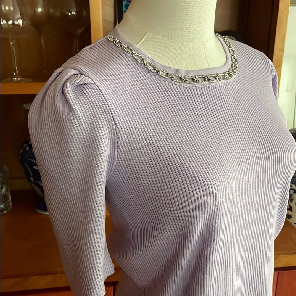 Nanette Lepore NWOT Lavender Ribbed Jewel Women's Top Small - Picture 5 of 9